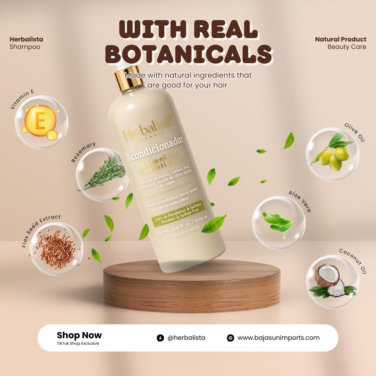 Herbalista Viral Herbal Hair Care Bundle – Shampoo & Conditioner Set 1000ml (33.8 fl oz) Each – With Real Botanicals – Strengthens, Nourishes & Smooths – 100% Natural & Handcrafted