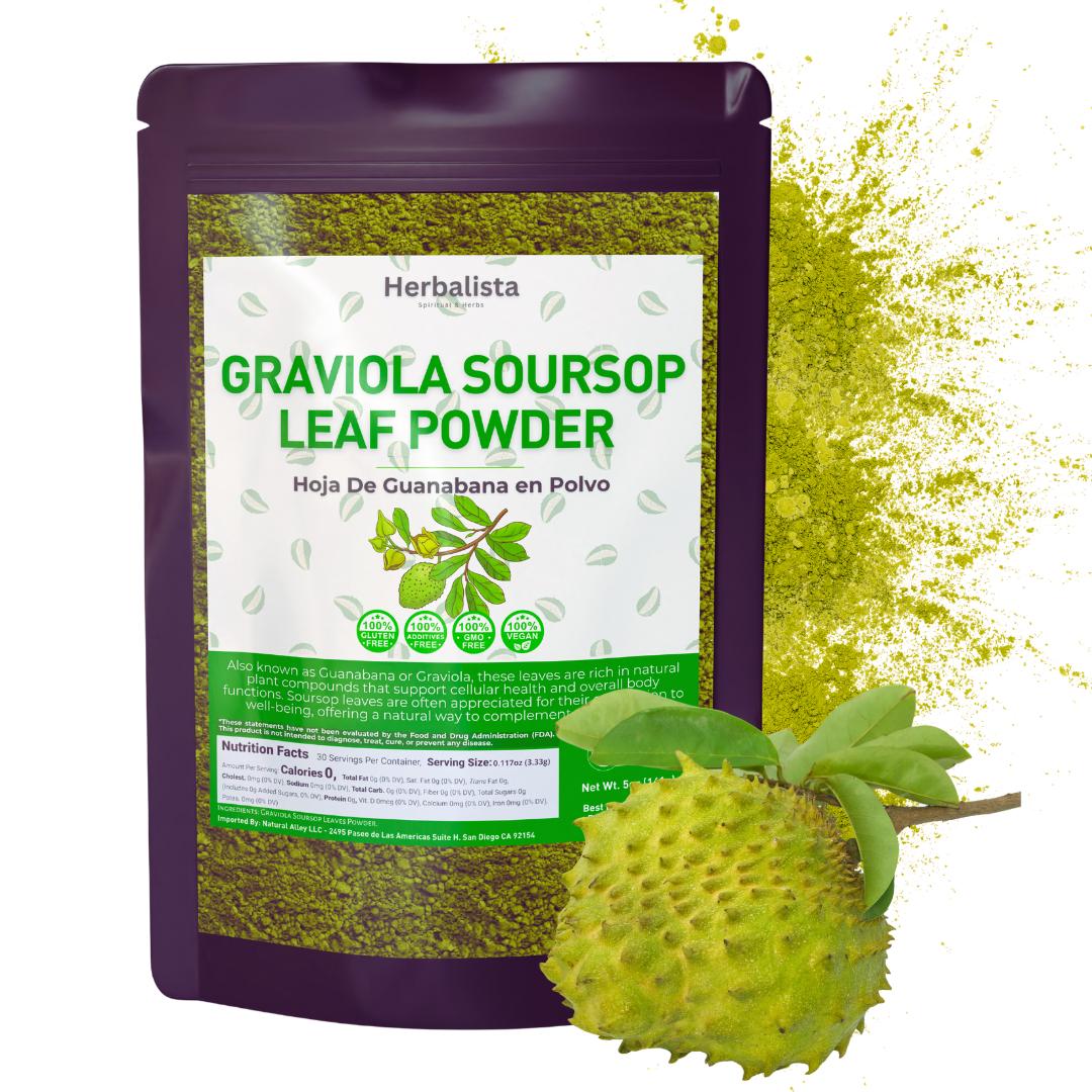 Herbalista - Pure Soursop Leaf Powder - 100% Natural Graviola (Hoja de Guanábana) | Gluten-Free, Sugar-Free, Vegan, No Additives | Premium Quality, Product of Mexico