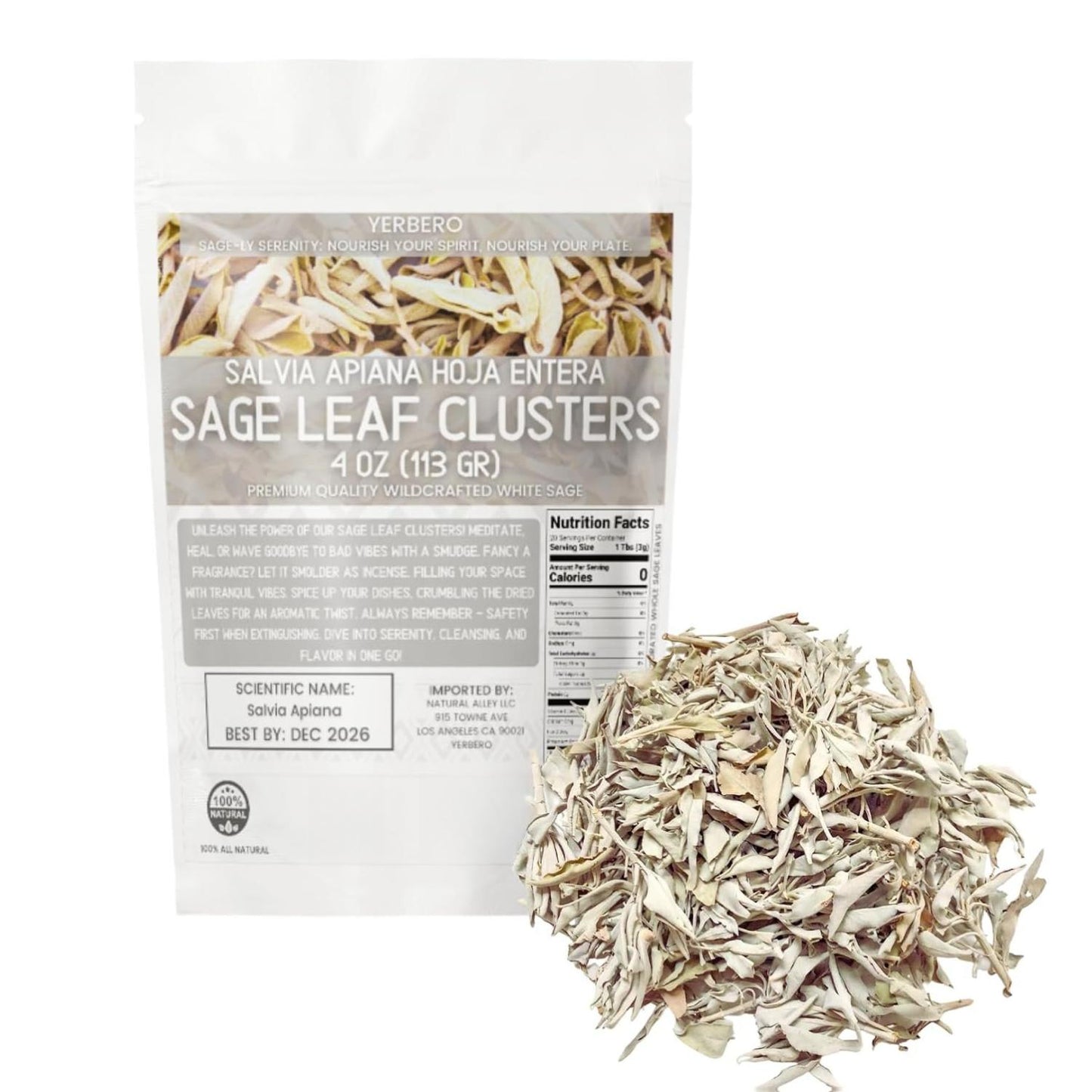 Premium White Sage Cluster 4oz (114g) | Hoja De Salvia Blanca Entera | Salvia officinalis | Sanctification, Purification, Metaphysical, Wicca.