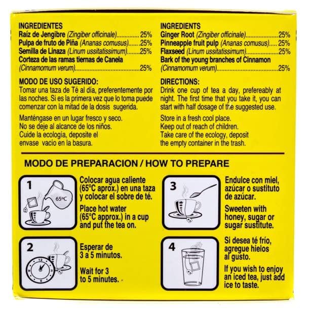 Tea CHUPA Panza, Tea Based ONGINGER Root, PINNEAPPLE, Flaxseed & Cinnamon (30 Tea Bags/0.10 oz Each) 1-Pack .New Version