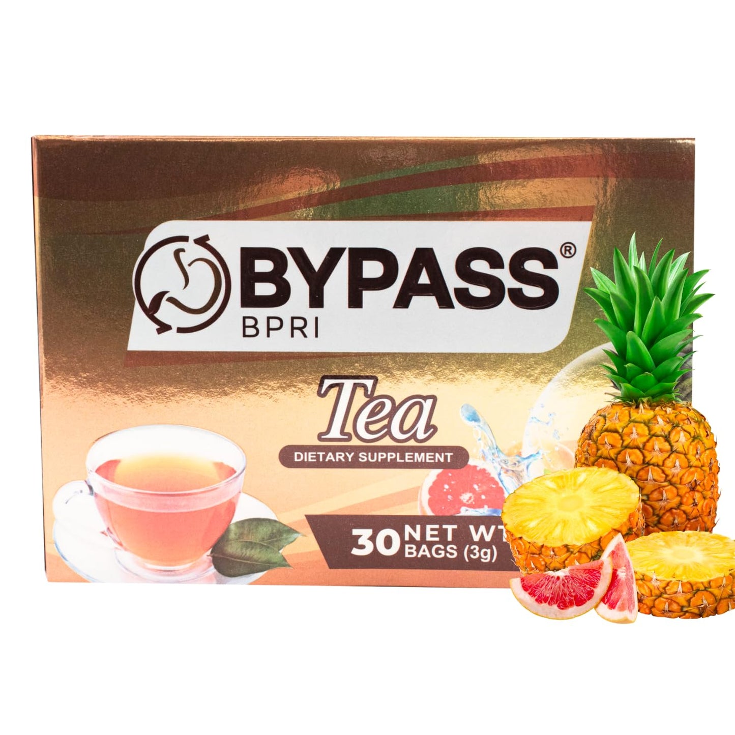 Bypass Bpri - Herbal Tea 30 Tea Bags 0.11oz (3g) | Net Wt. 3.2oz | Tea Based Lotus, Nopal, Green Coffee, Pineapple, Grapefruit.