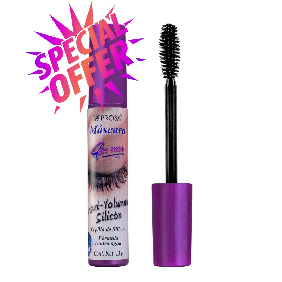 Prosa Mascara 4 IN 1 Maxi - Volumen Silicon Brush Waterproof Formula Product from Mexico