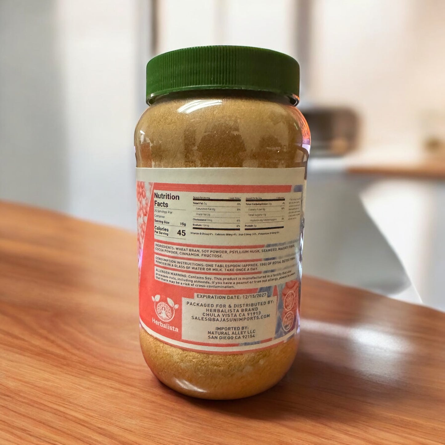 Yeri Fibra Bubble Gum Flavor Fiber Supplement, Wheat and Soy Protein, 300g Made in Mexico