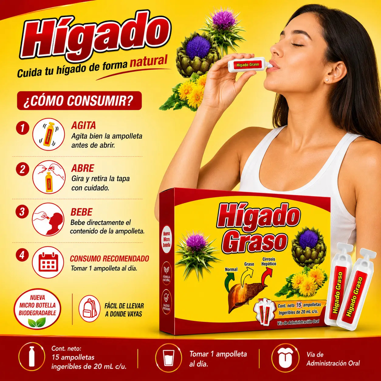 Hígado Grass Herbal Drink Ampoules – 15 Pack (20ml)