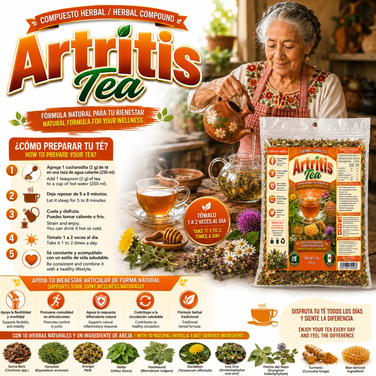ArtritisTea Compuesto Premium Herbal Tea 4oz