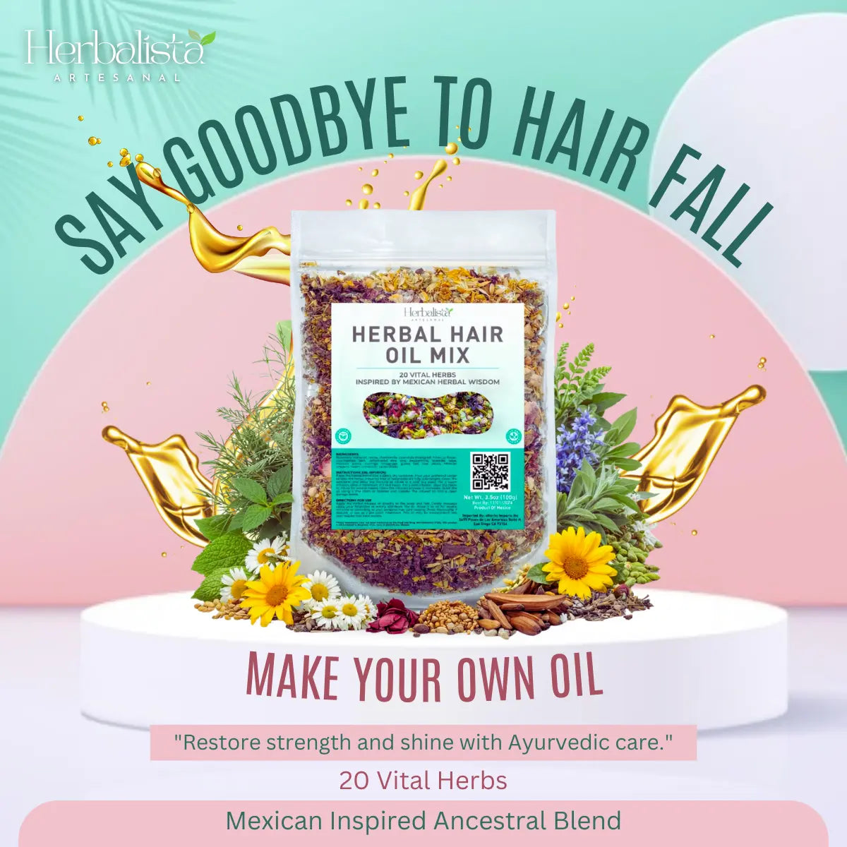 Herbalista Herbal Hair Oil Mix 3.5oz (100g)