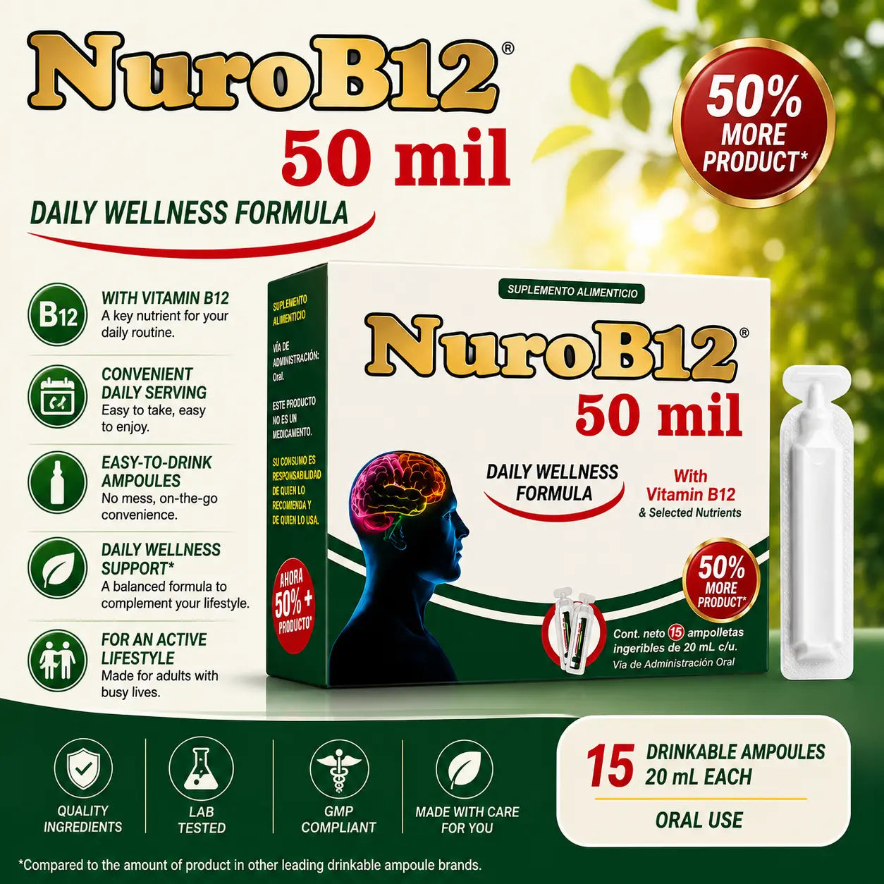 NuroB12 Drinkable Energy Shots 15 Pack