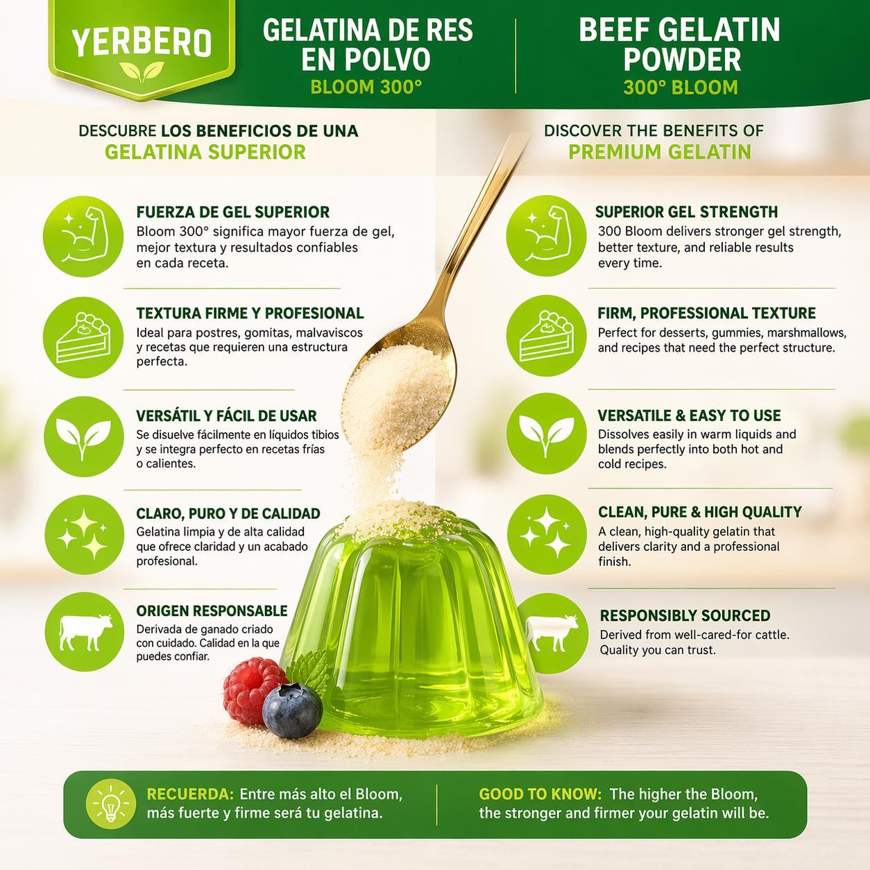 Yerbero Unflavored Beef Gelatin Powder 1 Pack 6 oz (453g)