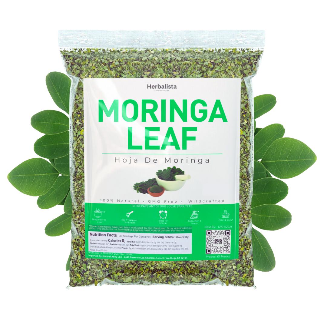 Moringa Leaf Loose Tea - 100% Natural & Pure from Moringa Leaves. Loose Leaf Moringa Herbal Tea. Te Hoja de Moringa Oleifera. No Sugar, No Caffeine, No Gluten, Vegan. Beverage