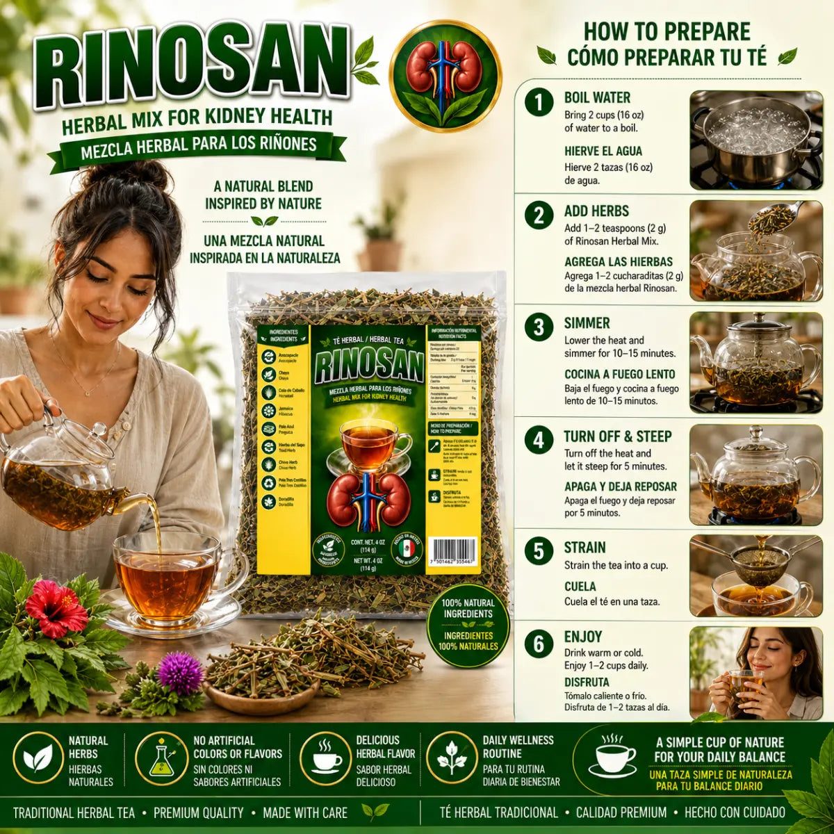 Rinosan Herbal Tea Blend 4oz Loose Leaf