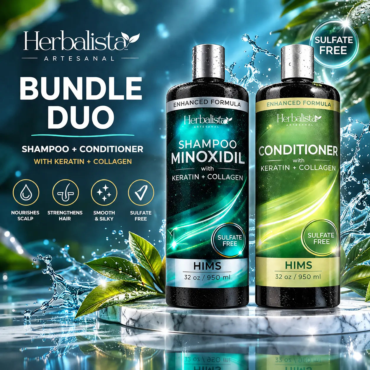 Minoxidil Men Shampoo & Conditioner Duo 32oz
