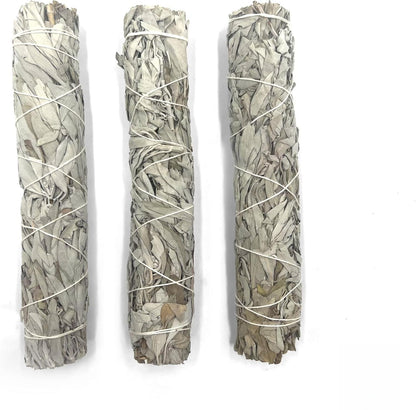 (Pack of 3)-Yerbero - Premium 4 Inches Long White Sage. 3 Hand Tied Bundles Smudging Kit for Home Cleansing, Meditation. Purifying Ceremonial Ritual