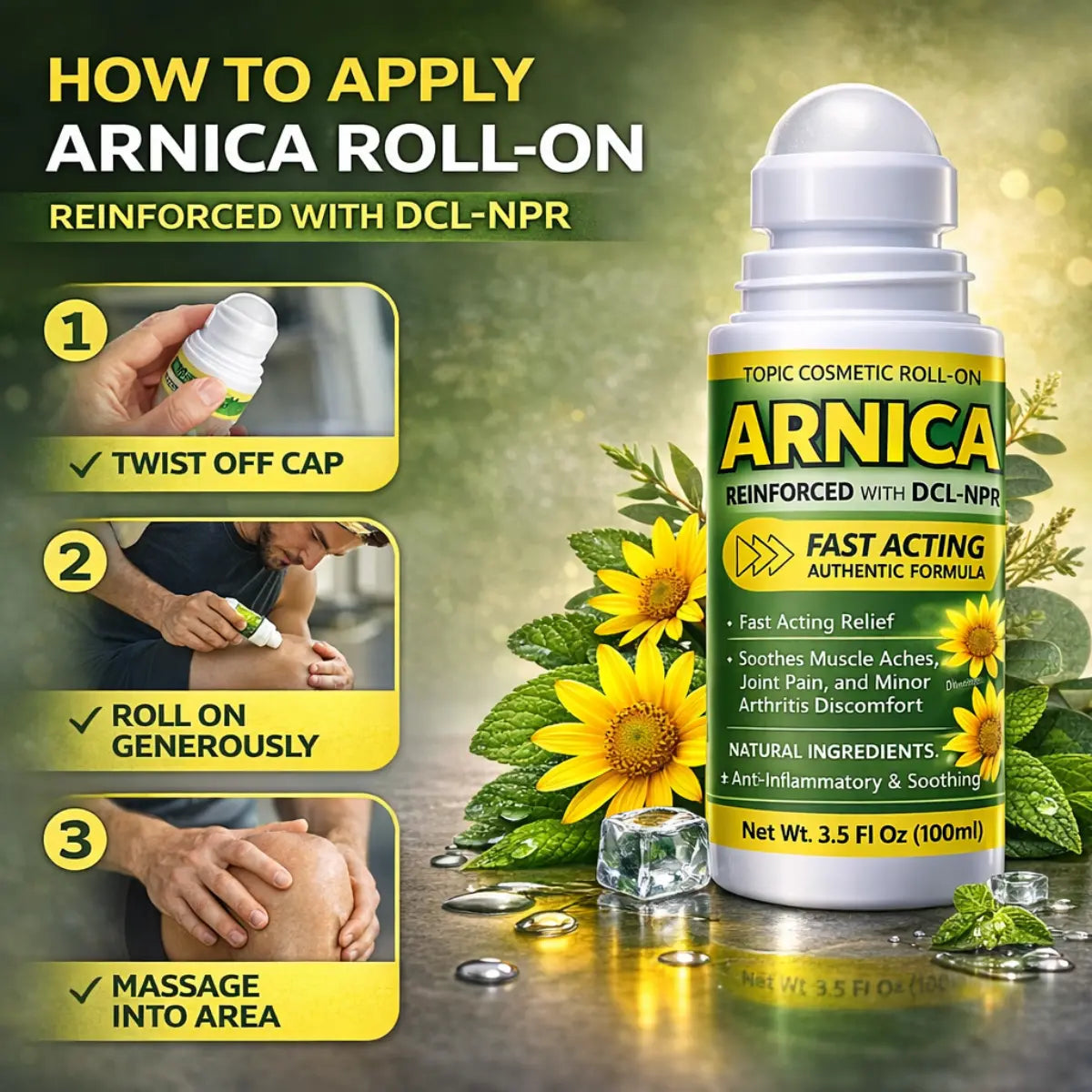 Viral Arnica Extra Fuerte Gel Lido Roll On - 100ml (3.5oz)