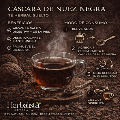 Herbalista Black Walnut Hull Loose Herbal Tea 4 oz (114g)