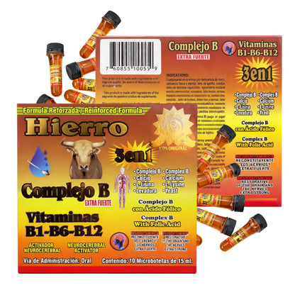 Hierro Vitamin B12 Antioxidant Supplement 10 Vials 10-in-1