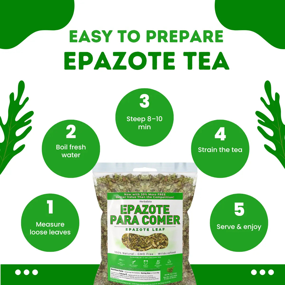 Herbalista Epazote Loose Leaf Herbal Tea 5oz (141g)