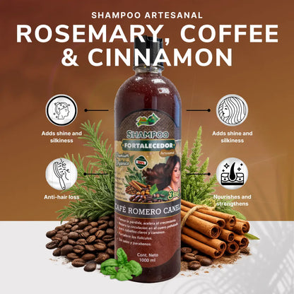 Coffee, Rosemary & Cinnamon Herbal Shampoo 1L (33.9 fl oz)