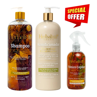 Herbalista 3-Piece Herbal Hair Care Bundle 1000ml (33.8 fl oz)