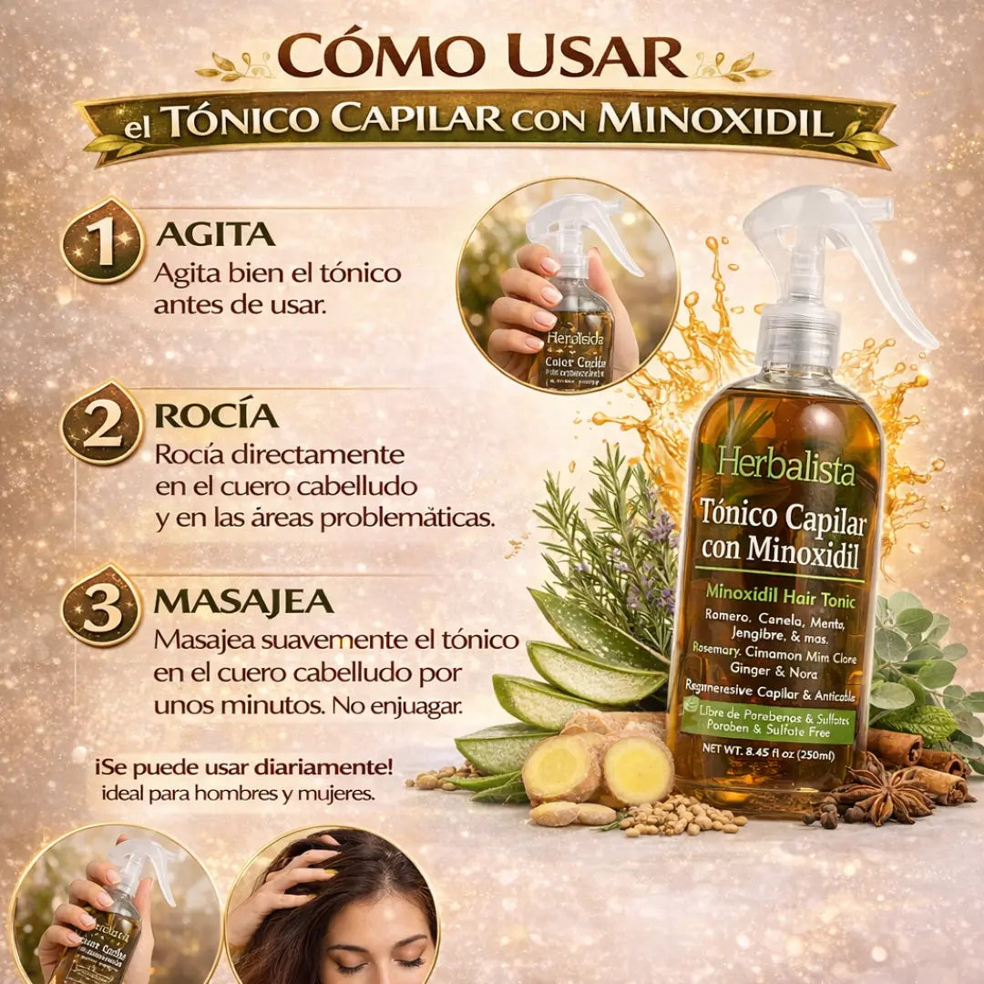 Herbalista Minoxidil Tonico Capilar Hair Tonic 250ml (8.45 fl oz)