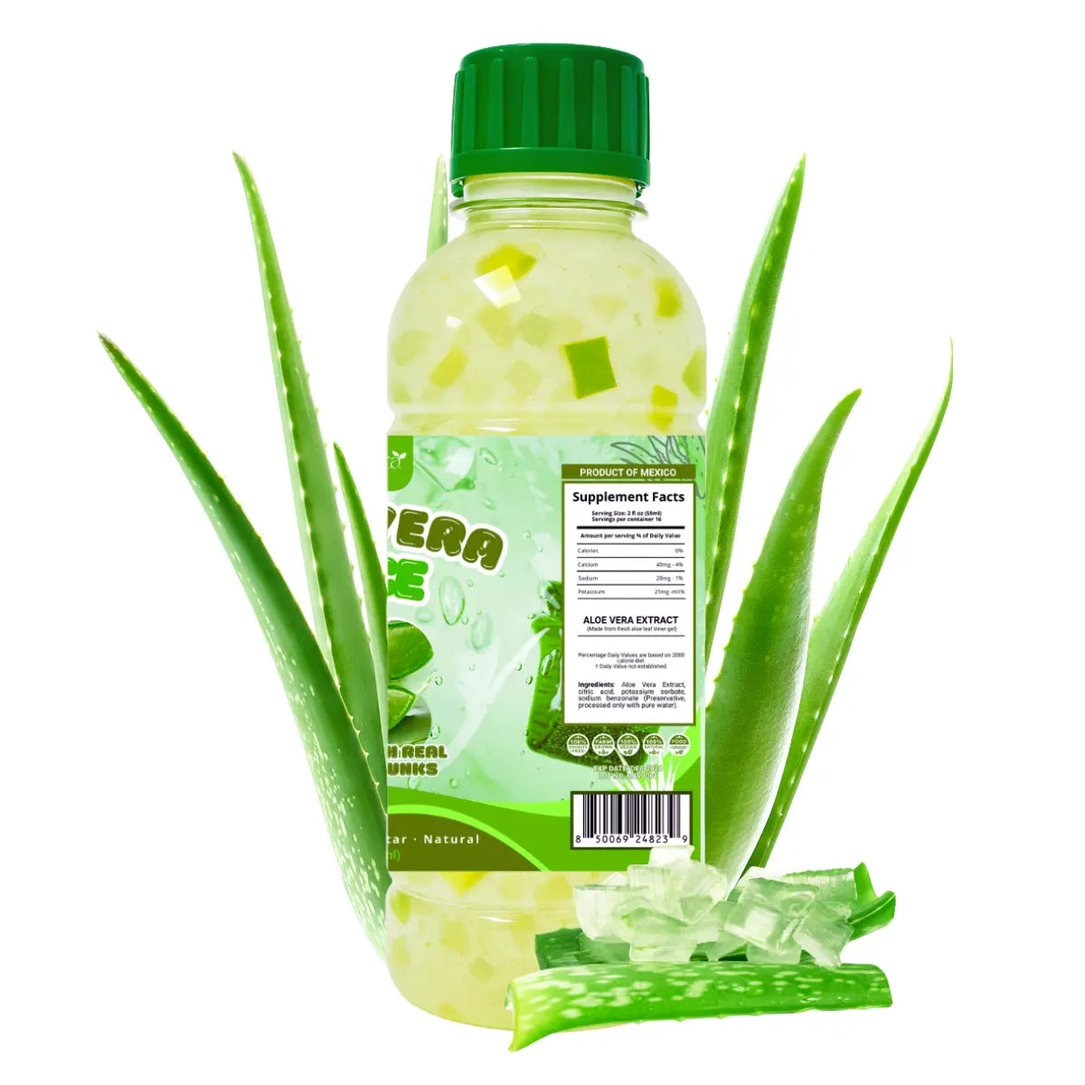 Herbalista Aloe Vera Juice with Real Aloe Chunks 32oz (980ml)