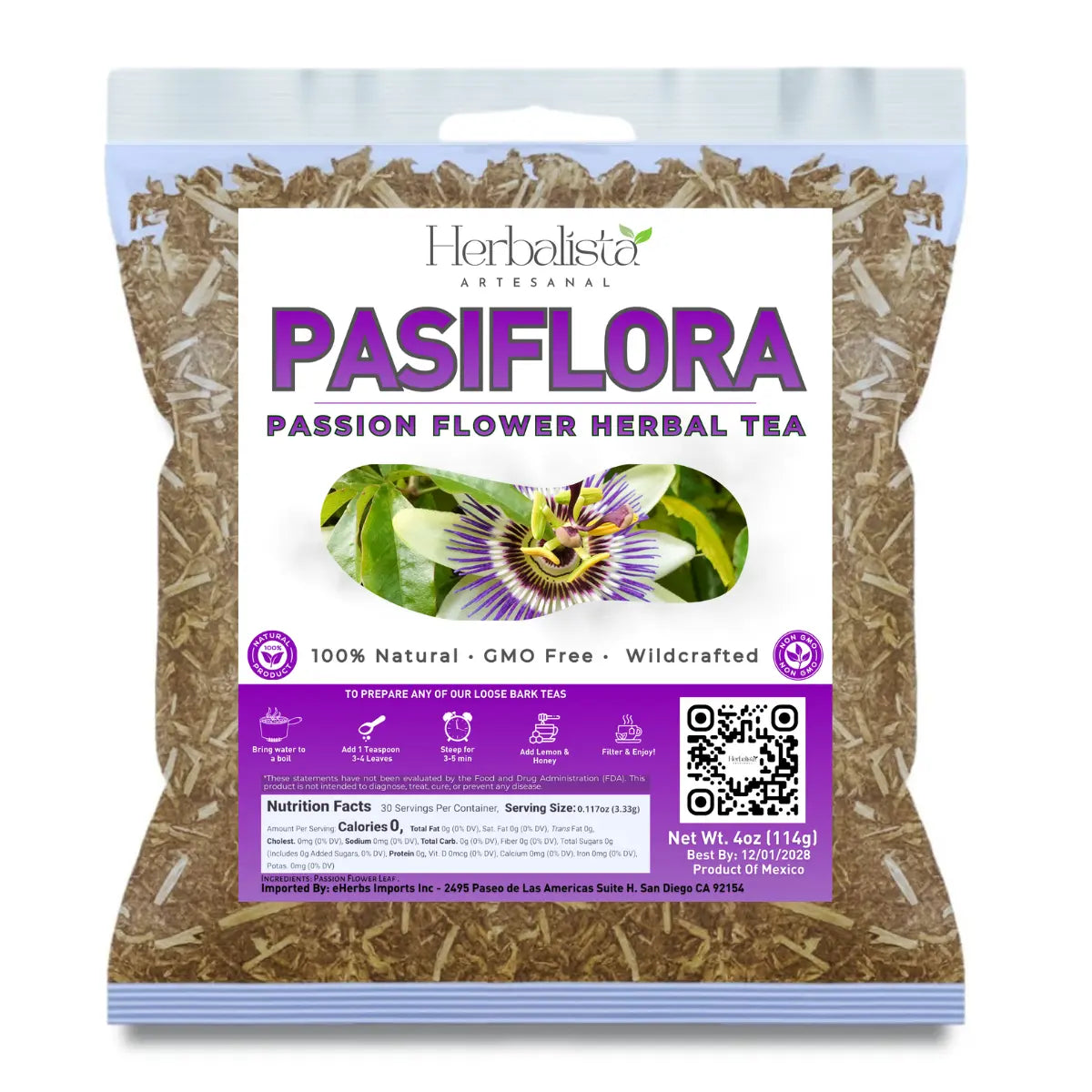 Passionflower Loose Leaf Herbal Tea 4 oz (113g)
