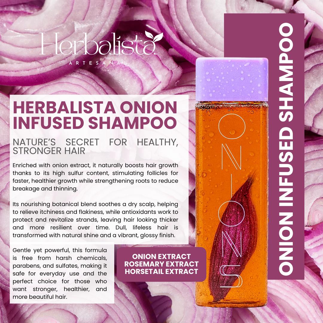 Herbalista Viral Onions Extract Shampoo – 16.9 fl oz (500ml) | With Real Botanicals: Onion, Rosemary & Horsetail | Nourishes Scalp, Supports Hair Growth, Helps Prevent Hair Loss, Deep Repair & Shine.