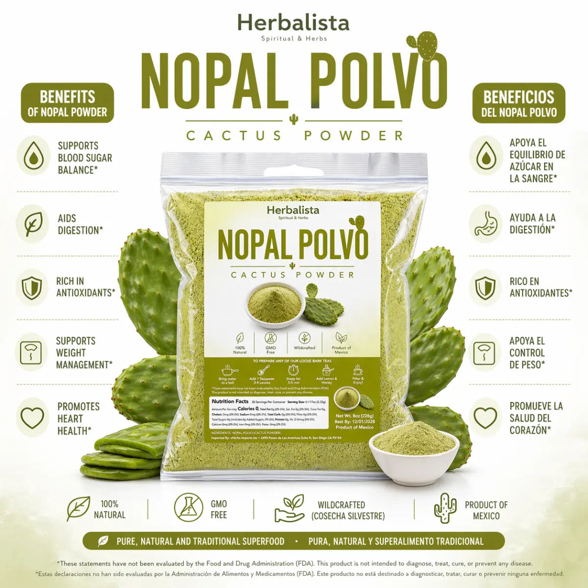 Nopal en Polvo 8oz (226g) – Mexican Cactus Powder