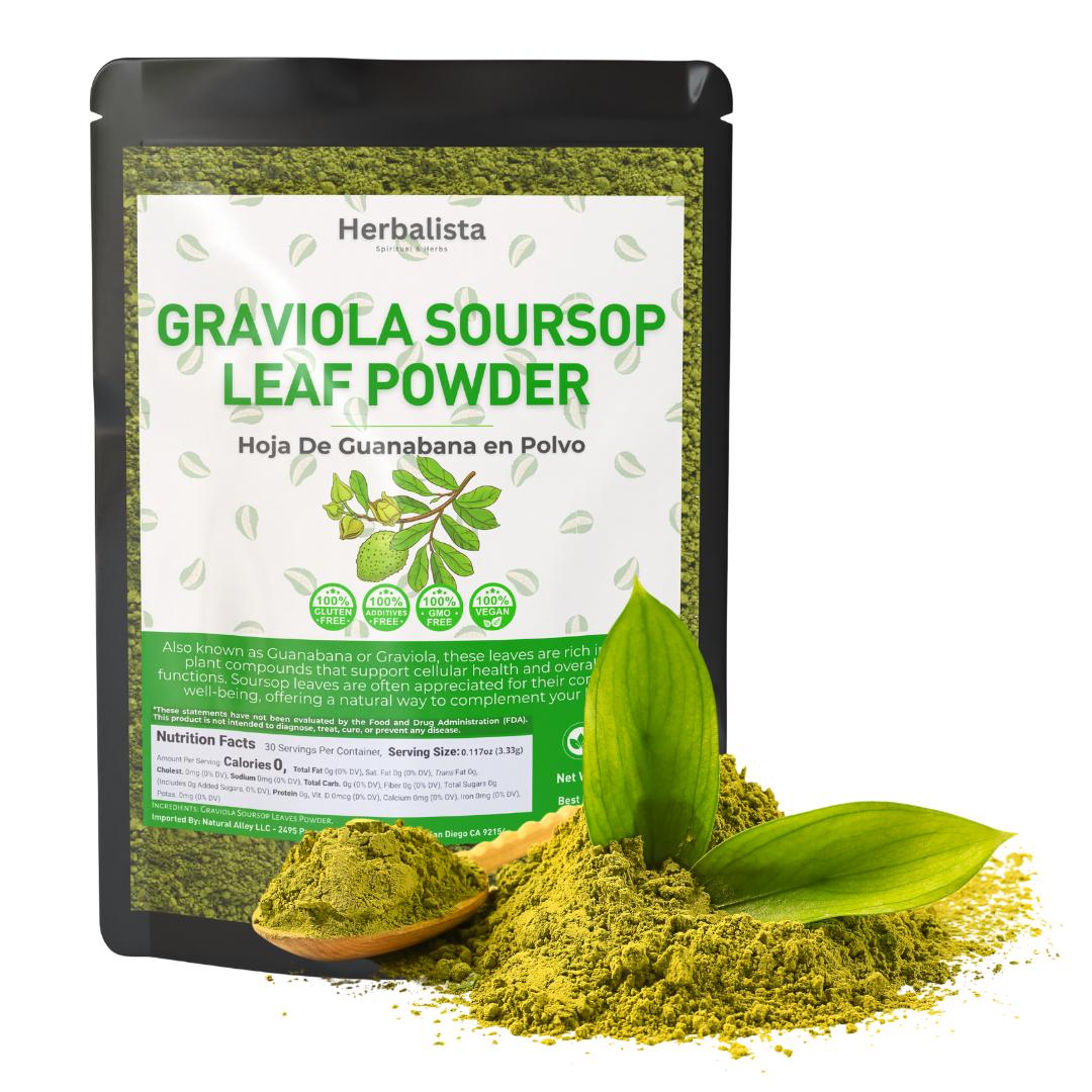 Herbalista -  Pure Soursop Leaf Powder - 100% Natural Graviola (Hoja de Guanábana) | Gluten-Free, Sugar-Free, Vegan, No Additives | Premium Quality, Product of Mexico
