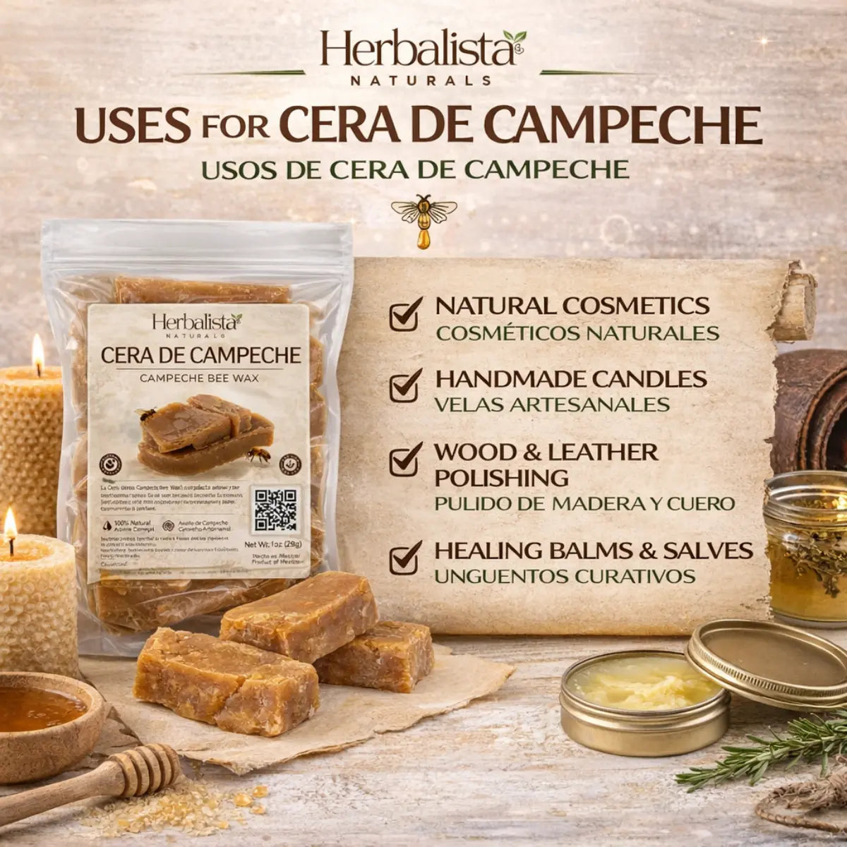 Herbalista Pure Campeche Beeswax 1 oz (28g)