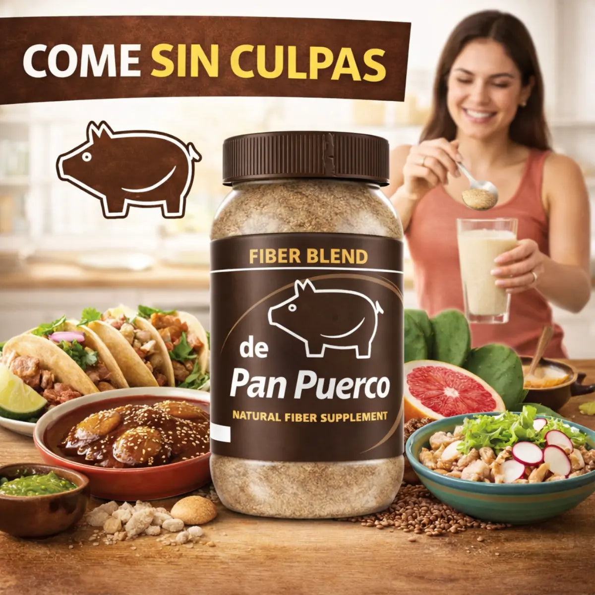 Fibra de Pan Puerco Plant-Based Fiber Powder 300g