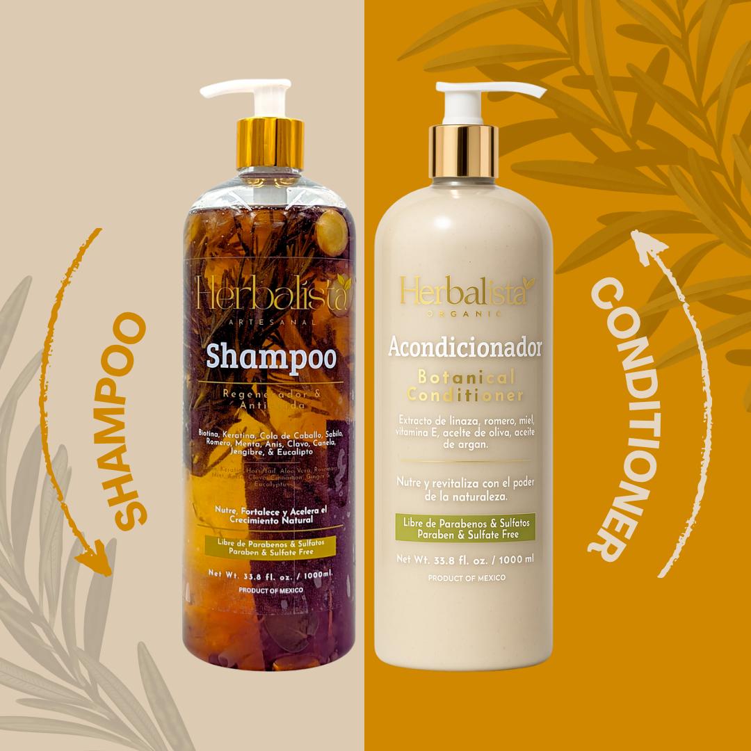 Herbalista Viral Herbal Hair Care Bundle – Shampoo & Conditioner Set 1000ml (33.8 fl oz) Each – With Real Botanicals – Strengthens, Nourishes & Smooths – 100% Natural & Handcrafted