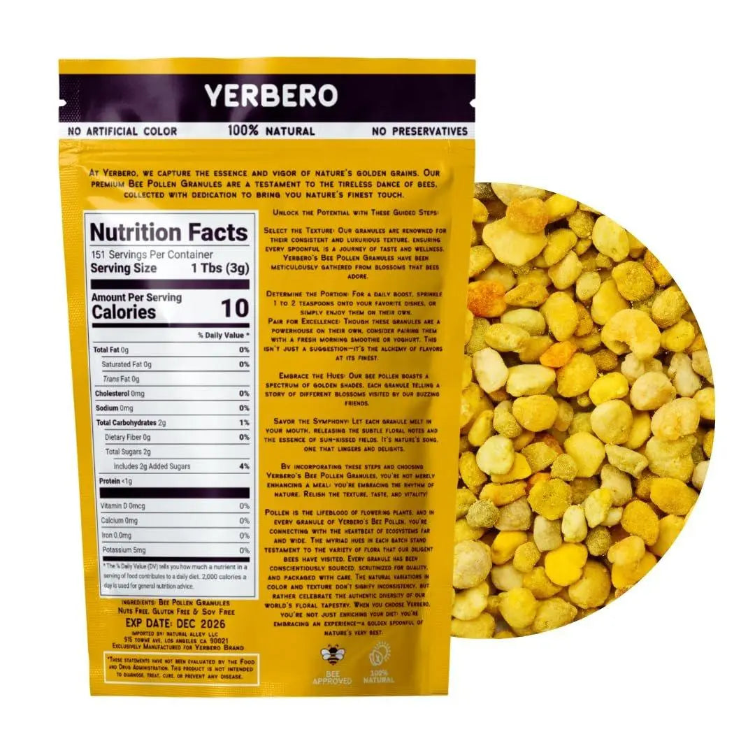 Yerbero - Premium Bee Pollen Granules 16oz (1 lb) (456g)