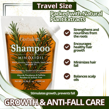 [Buy 1 Get 1 Free] Herbalista Herbal Shampoo + Minoxidil 400ml (13.5 fl oz)