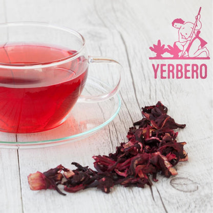 Yerbero - Whole Dried Premium Hibiscus Flowers 4oz (114g) | Hibiscus Tea | Flor De Jamaica Para Aguas Frescas | For Tea Enjoy Hot or Cold | Triple Wash, 100% Natural, From Mexico.