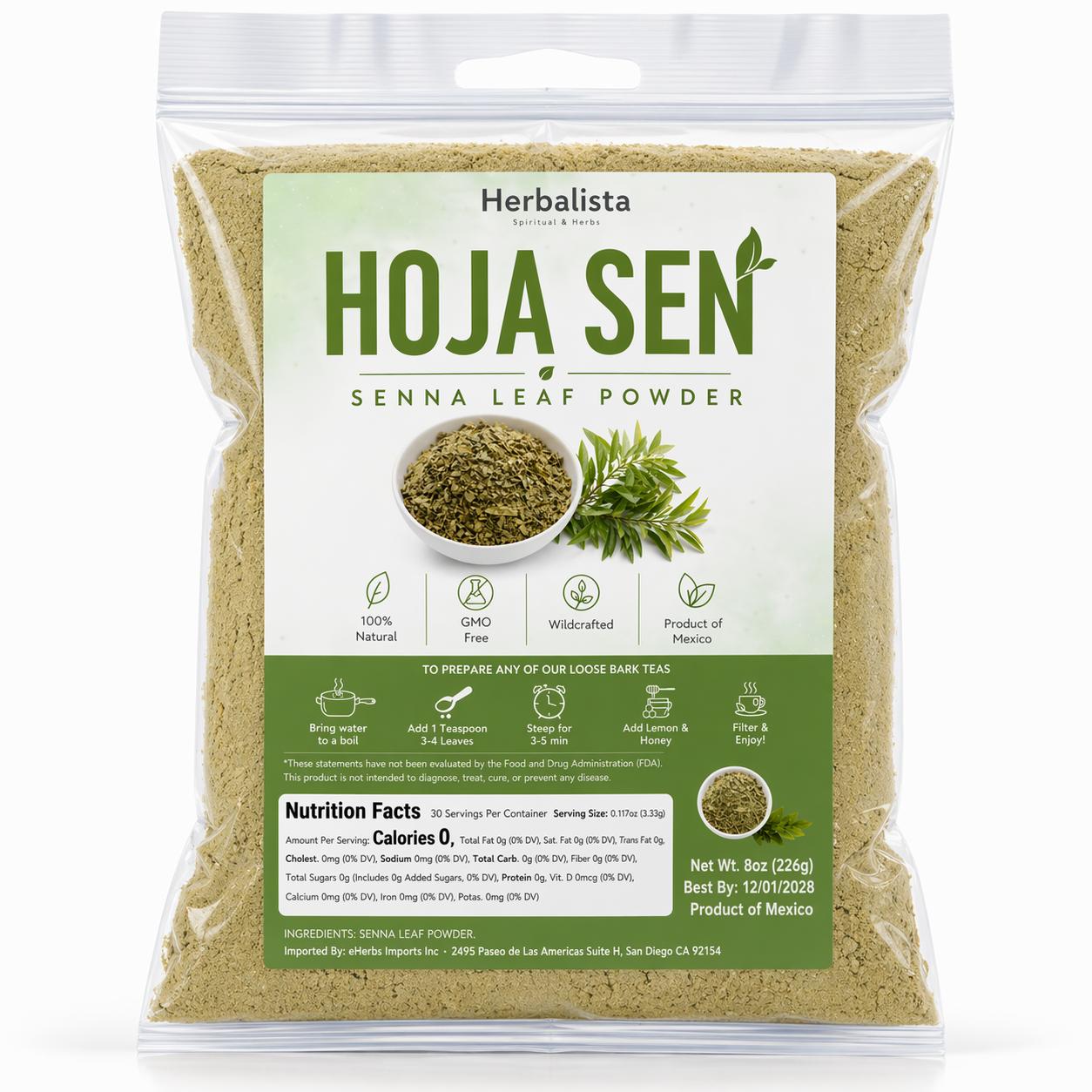 Hoja Sen Polvo (Senna Leaf Powder ) - 8oz (226g)