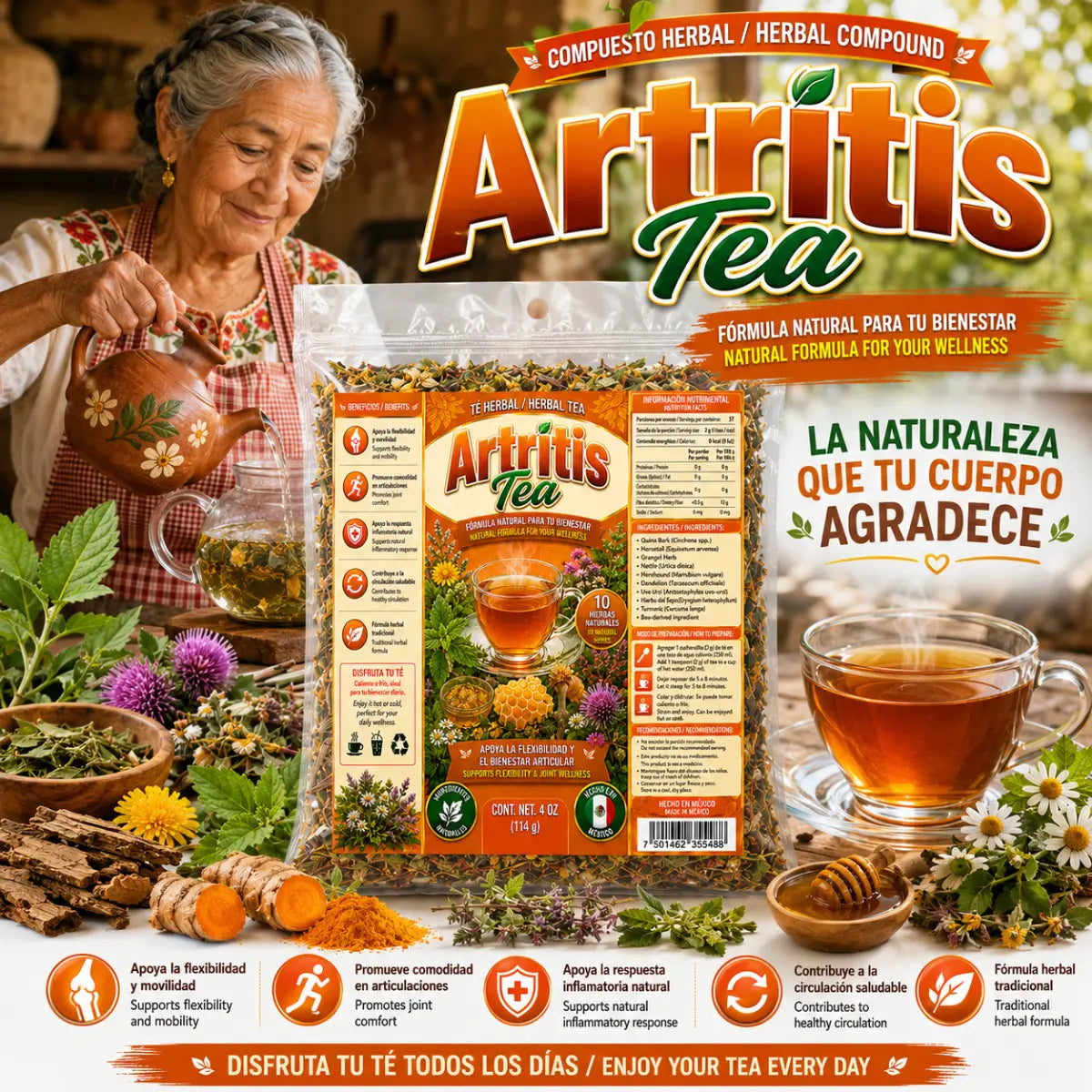 ArtritisTea Compuesto Premium Herbal Tea 4oz