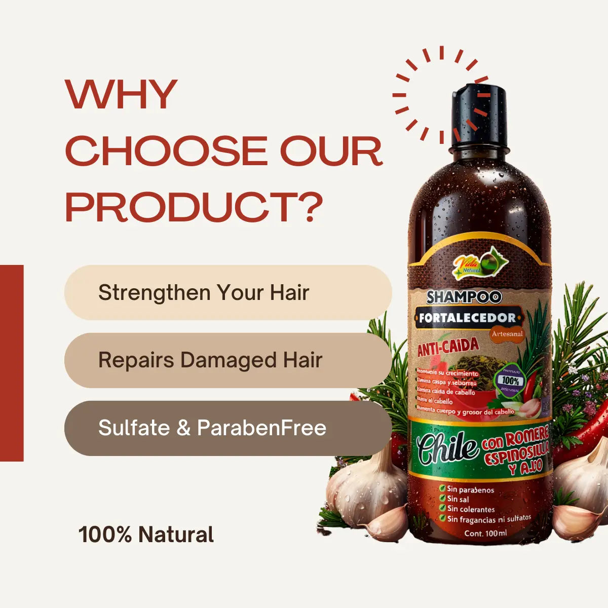 Chili Strengthening Shampoo with Rosemary & Garlic 1000ml