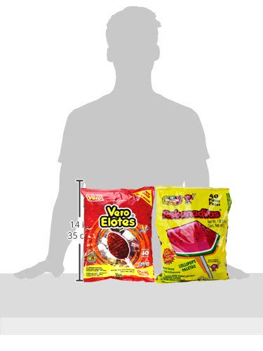 Vero Elote Strawberry Flavored and Rebanaditas Watermelon Paletas Con Chile - Spicy Chili Lollipops - Mexican Spicy Candy Kit - 2 Pack - 80 Pieces Total