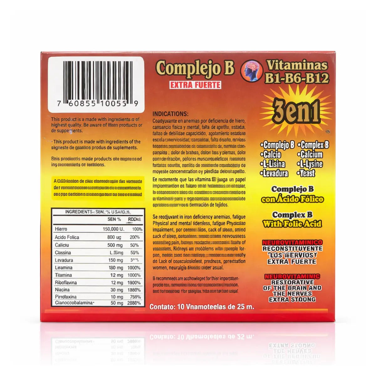 Hierro Vitamin B12 Antioxidant Supplement 10 Vials 10-in-1