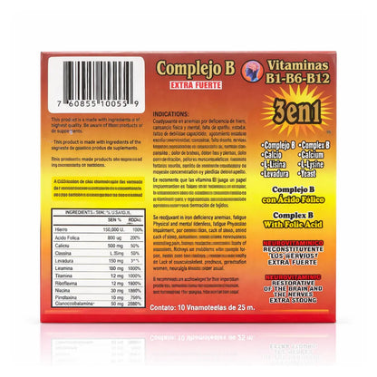 Hierro Vitamin B12 Antioxidant Supplement 10 Vials 10-in-1