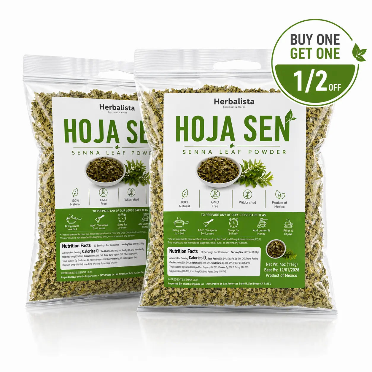 Hoja Sen (Senna) Tea Bogo – 2 x 4oz (114g) Each