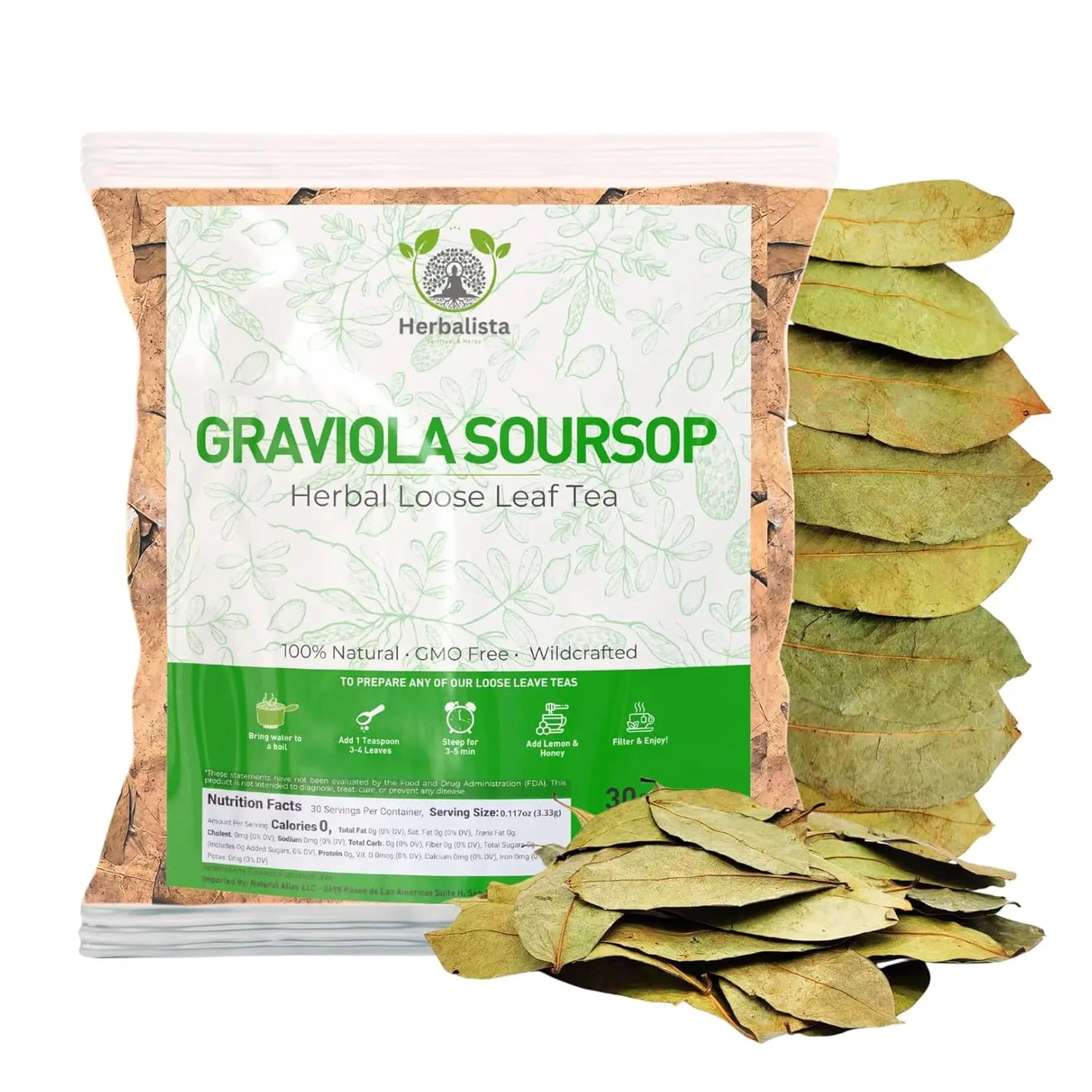Herbalista Graviola Soursop Herbal Tea (4 oz | 350+ Leaves)