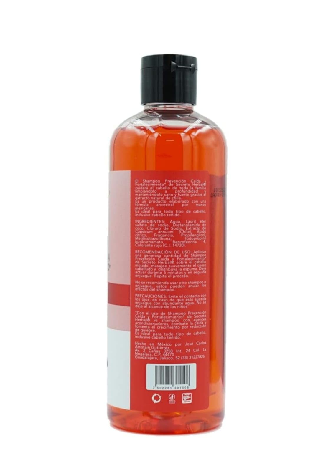 Shampoo de Chile, prevención caída y fortalecimiento Secreto Herbal. 500 ml