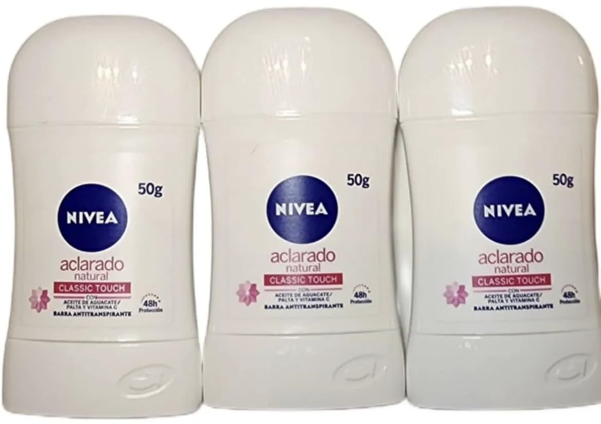 Nivea Aclarado Natural Barra Solid Stick Whitening Deodorant 3 Sticks
