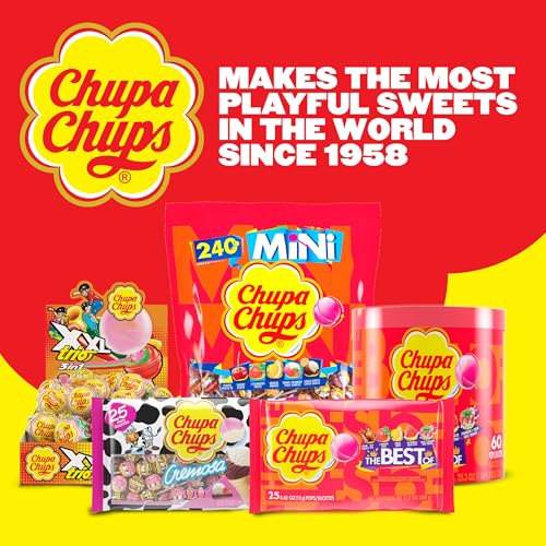 Chupa Chups Cremosa Lollipop Assortment, 2 Ice Cream Flavors, Individually Wrapped Candy for Kids, 16.9 Oz Bag (40 Suckers)