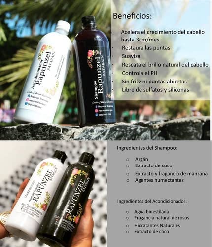 Formula Rapunzel Zatarain Shampoo 1Lt (33.81 Fl Oz) 100% Natural, Eliminates Frizz | Argan, Coconut Extract. Genuine!