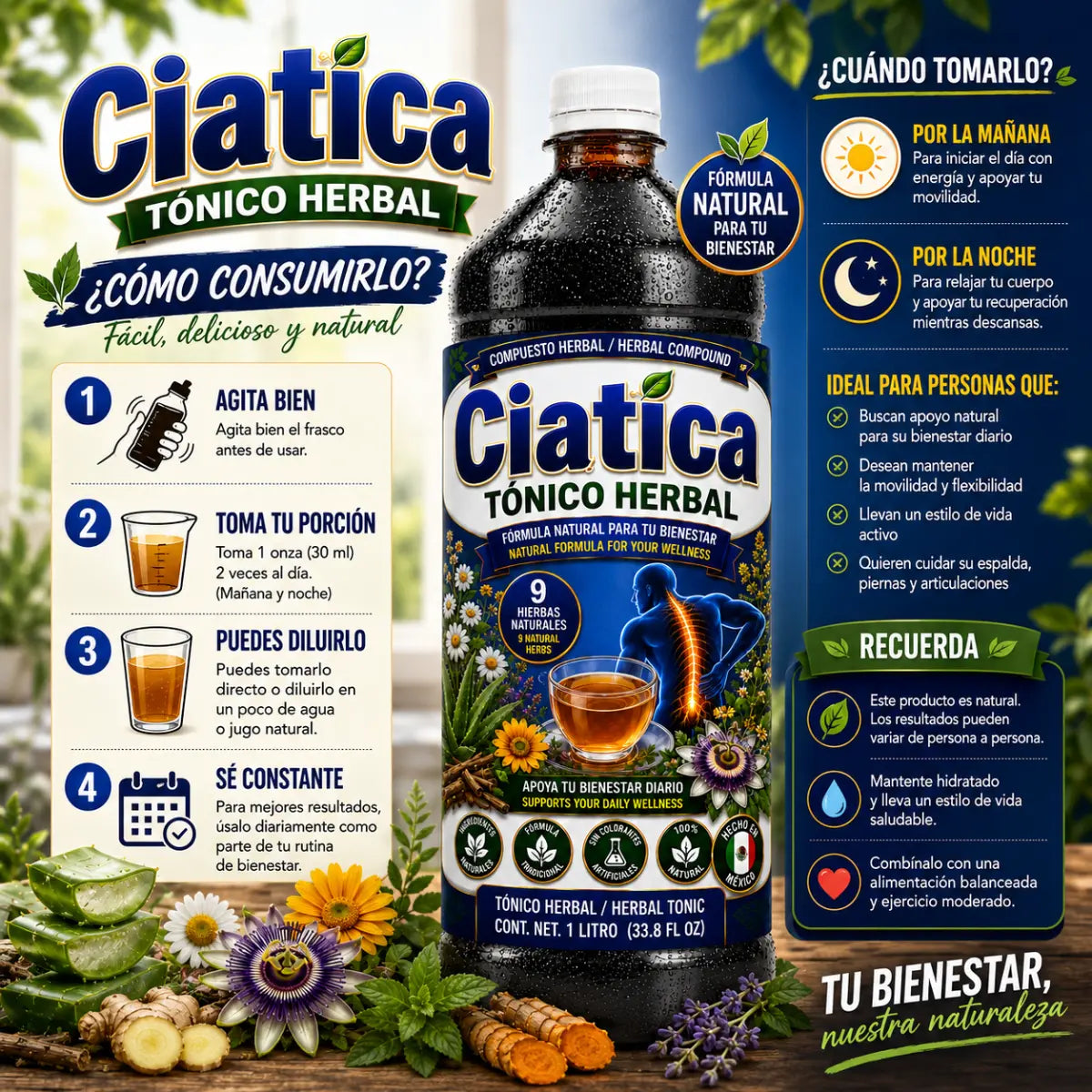 Ciatica Herbal Tónico 1L – Traditional Herbal Blend