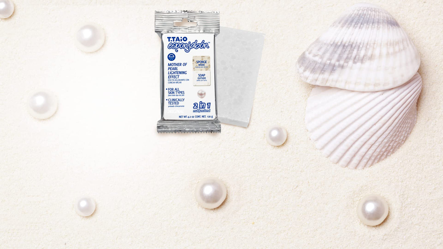 EsponJabon Mother of Pearl, Lightening Effect, Sponge Inside, Soap Outside, Multifunctional