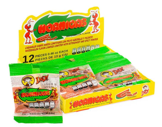 Indy Hormigas Watermelon Flavor Candies with Bittersweet and Spicy Powder
