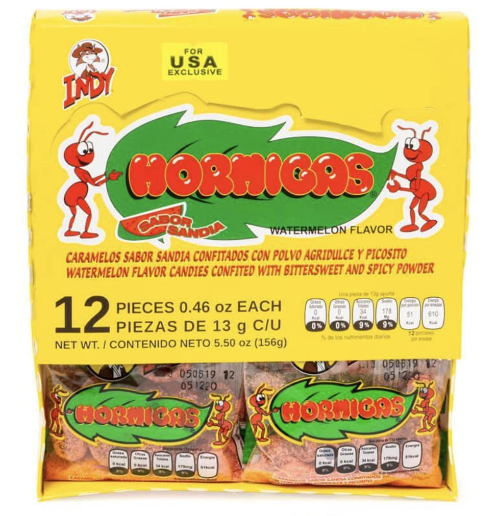 Indy Hormigas Watermelon Flavor Candies with Bittersweet and Spicy Powder